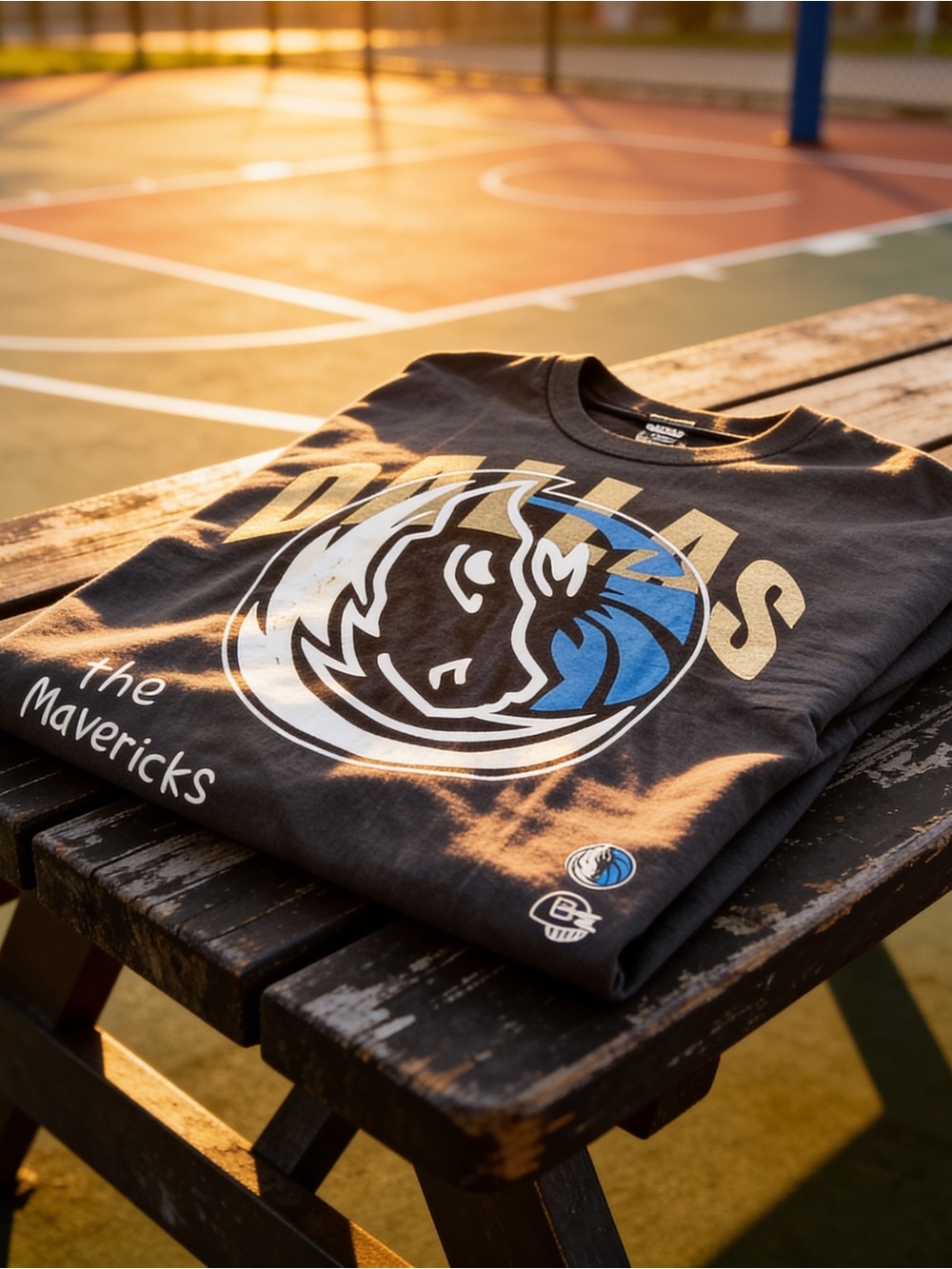 Mavericks Logo Tee with Blue Accent - Heavy Weight